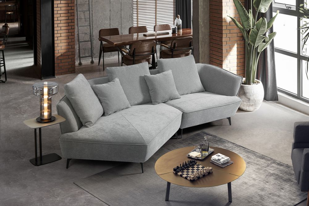 KAWOLA Sofa GARBO Designsofa Stoff grau